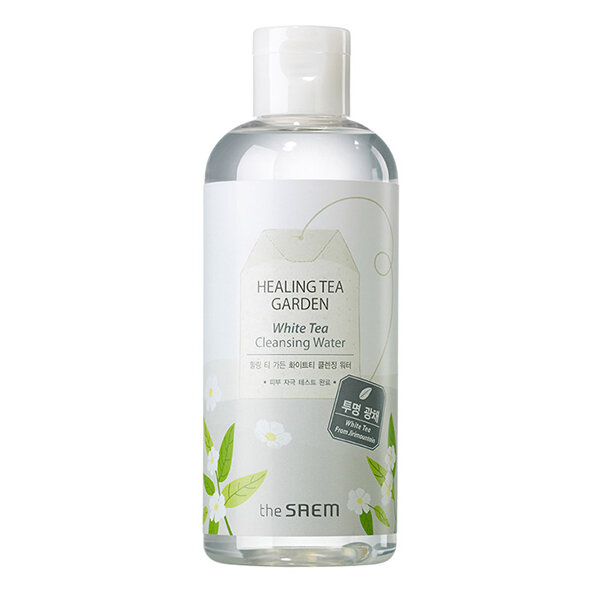The Saem Healing Tea Garden White Tea Cleansing Water: в составе содержит экстракт белового чая. Мицеллярная вода глубоко увлажняет кожу и не оставляет жирной плёнки, действует успокаивающе и избавляет кожу от воспалений. Средство делает кожу увлажнённой и напитанной. Экстракт белого чая обладает тонизирующими и отбеливающими и защитными от УФ свойствами. Белый чай предотвращает преждевременное старение.