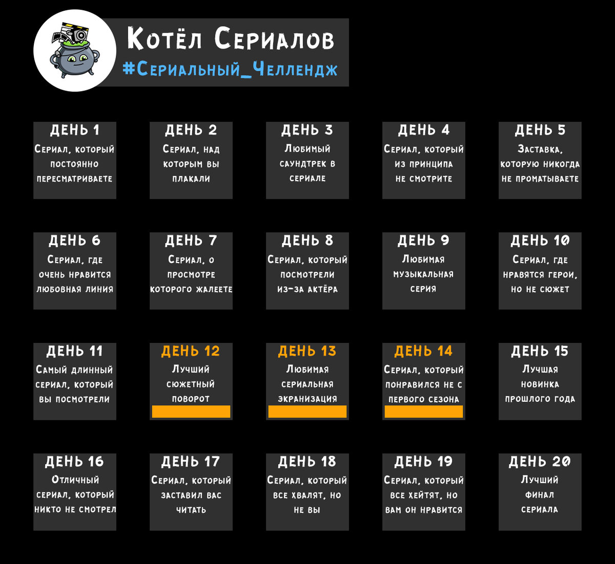 План на сегодня выделен оранжевым цветом. Мы уже близко к финишной прямой!
