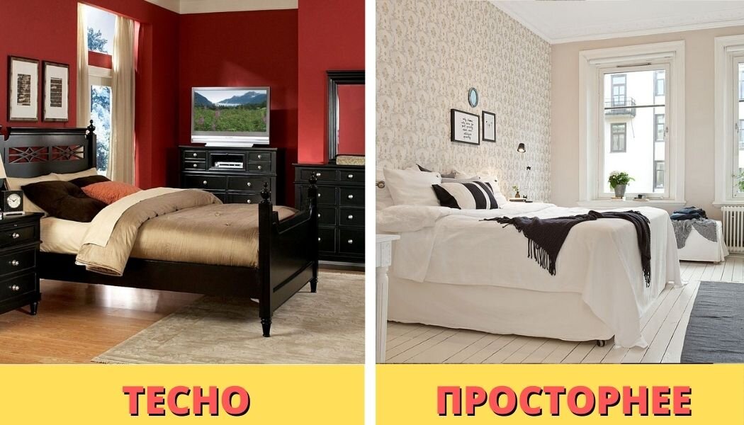 Источники: https://severdv.ru/mebel/dizajn-spalni-s-temnoj-mebelyu/ ; https://interdecor22.ru/kak-sdelat-temnuyu-komnatu-svetloj/