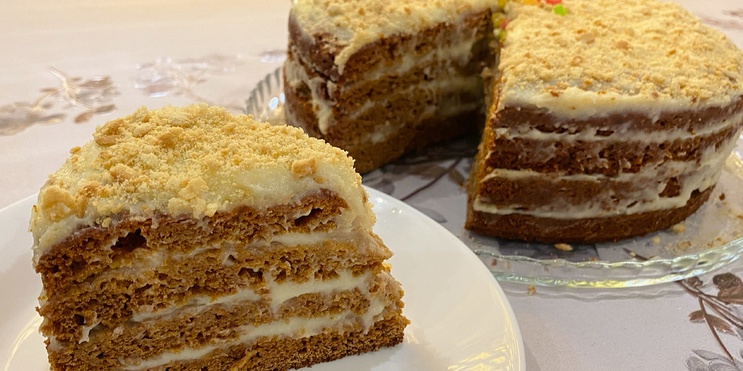 Ленивый Медовик без раскатки коржей с заварным кремом.