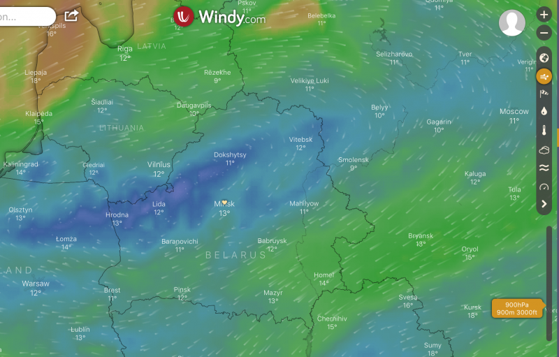 Карта осадков windy