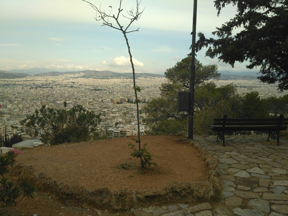 Площадка около парковки С неё открывается красивый вид на город, есть скамеечки, можно посидеть, покурить, подумать о вечном и полюбоваться на Вечный Город...