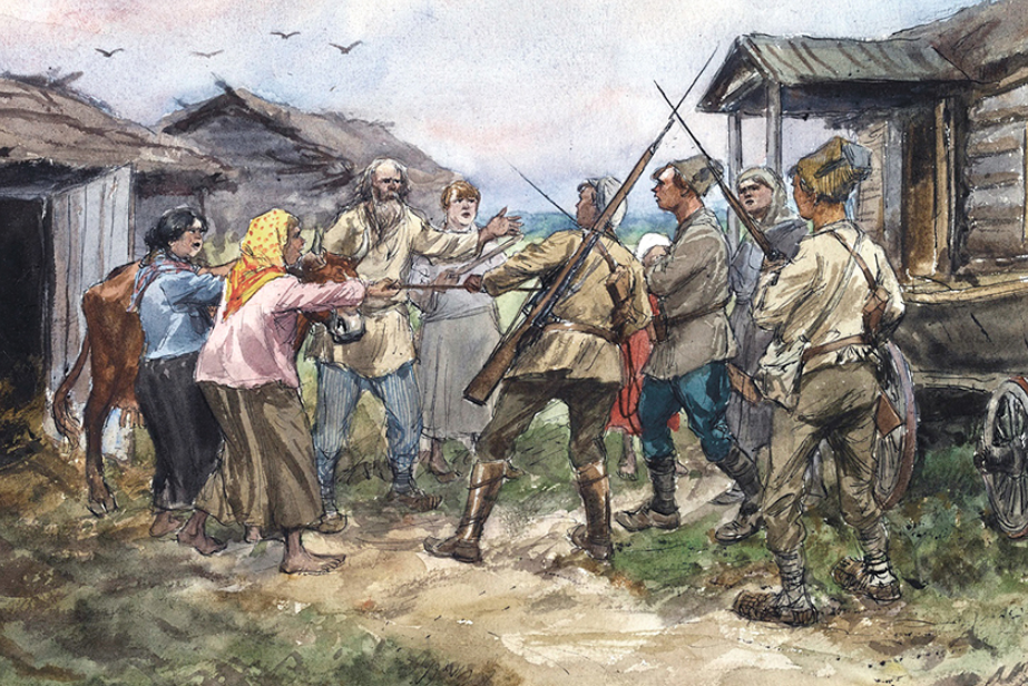 Крепостное восстание. Коллективизация картины. Крестьянин во время крестьянского похода
