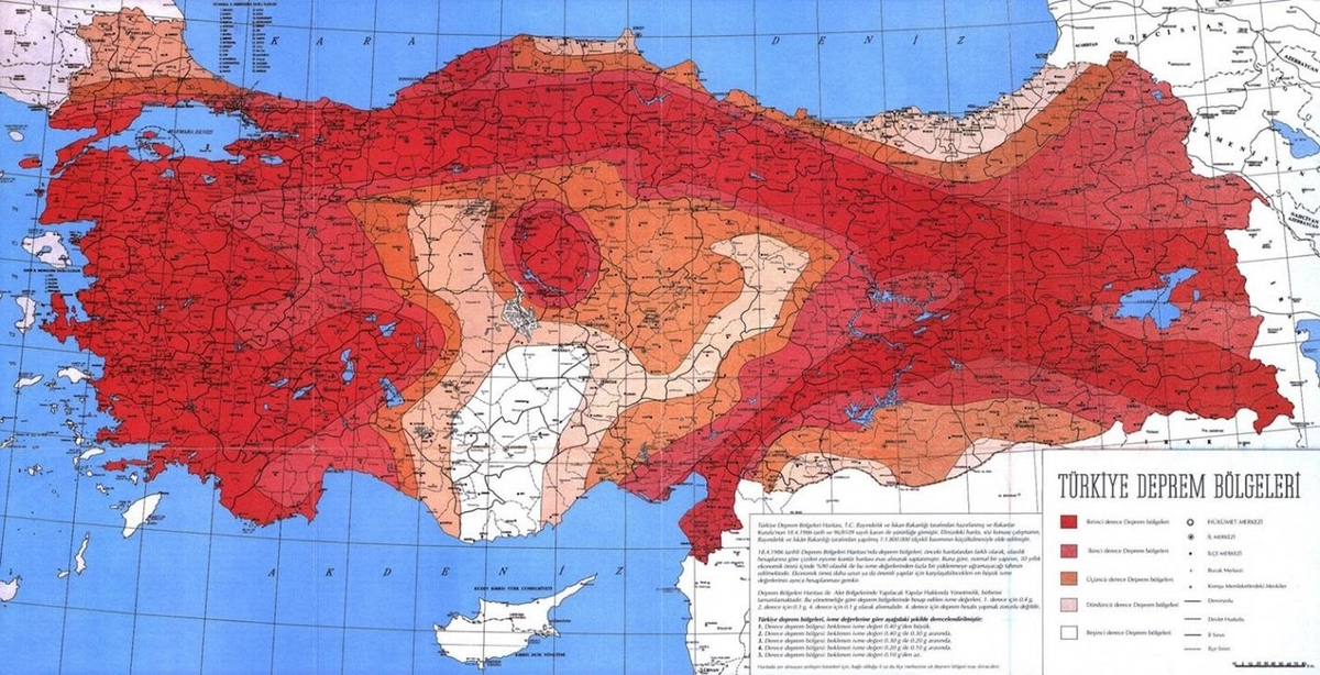 Турция Карта землетрясений