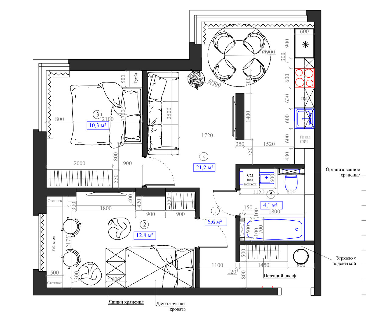 Квартира свободной планировки 57,8 м2. Плюсы и минусы. | Soldatova Anna |  interior designer | Дзен