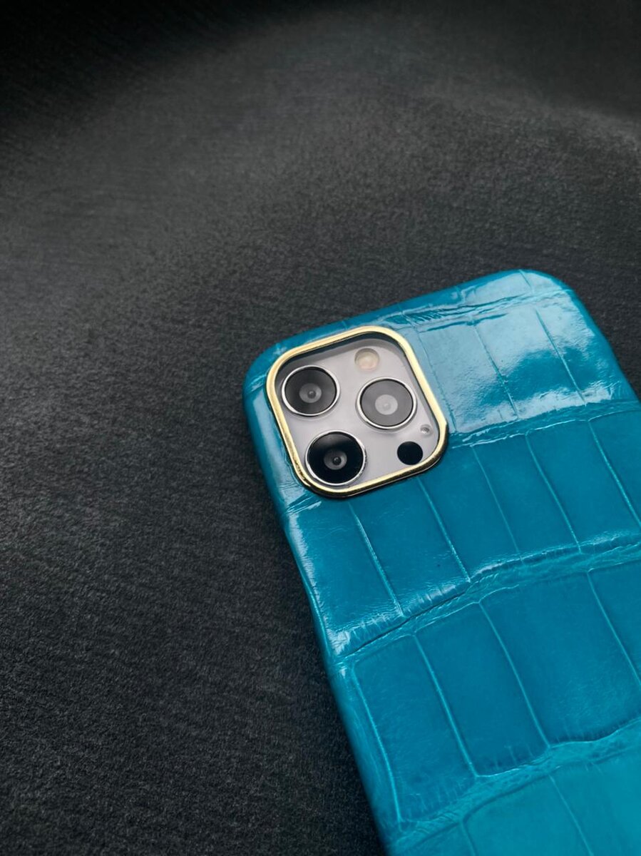 Бирюзовый кожаный чехол из крокодила Mobcase 1425