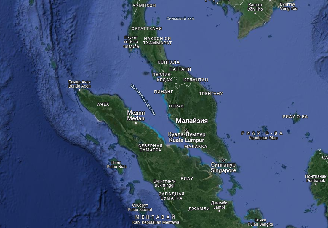 Где находится малаккский пролив на карте