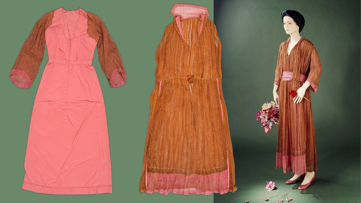 Повседневное платье Эмили Григсби из двух частей, хлопок, шелк, Великобритания, 1914-15 гг. © Музей Виктории и Альберта