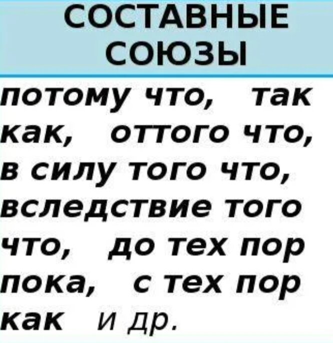 Примеры составных подчинительных союзов. В их составе 2 слова и более.