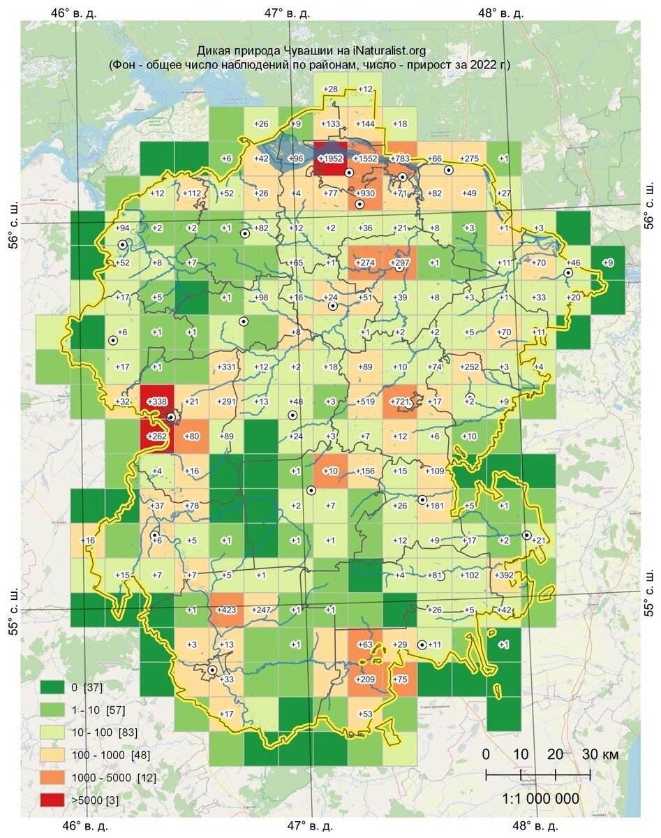 Все наблюдения. Картосхема @birdchuvashia