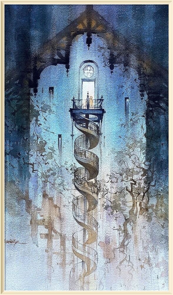 © Томас Шаллер  / Thomas W. Schaller / * 1967 / Up / Вверх /  Watercolor. 22x13 inches.