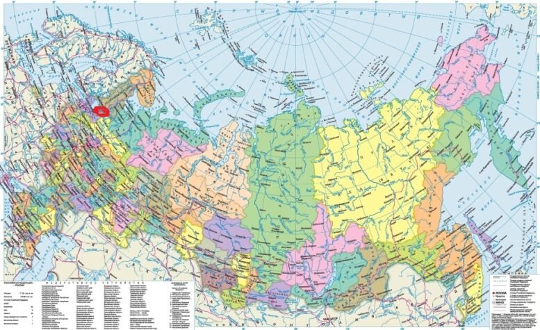 Ведлозеро на карте России (отмечено красным в левой части карты)