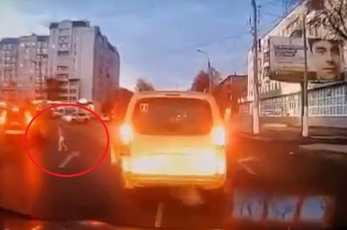    На видео попал ребёнок, которого водители спасли на площади в Твери