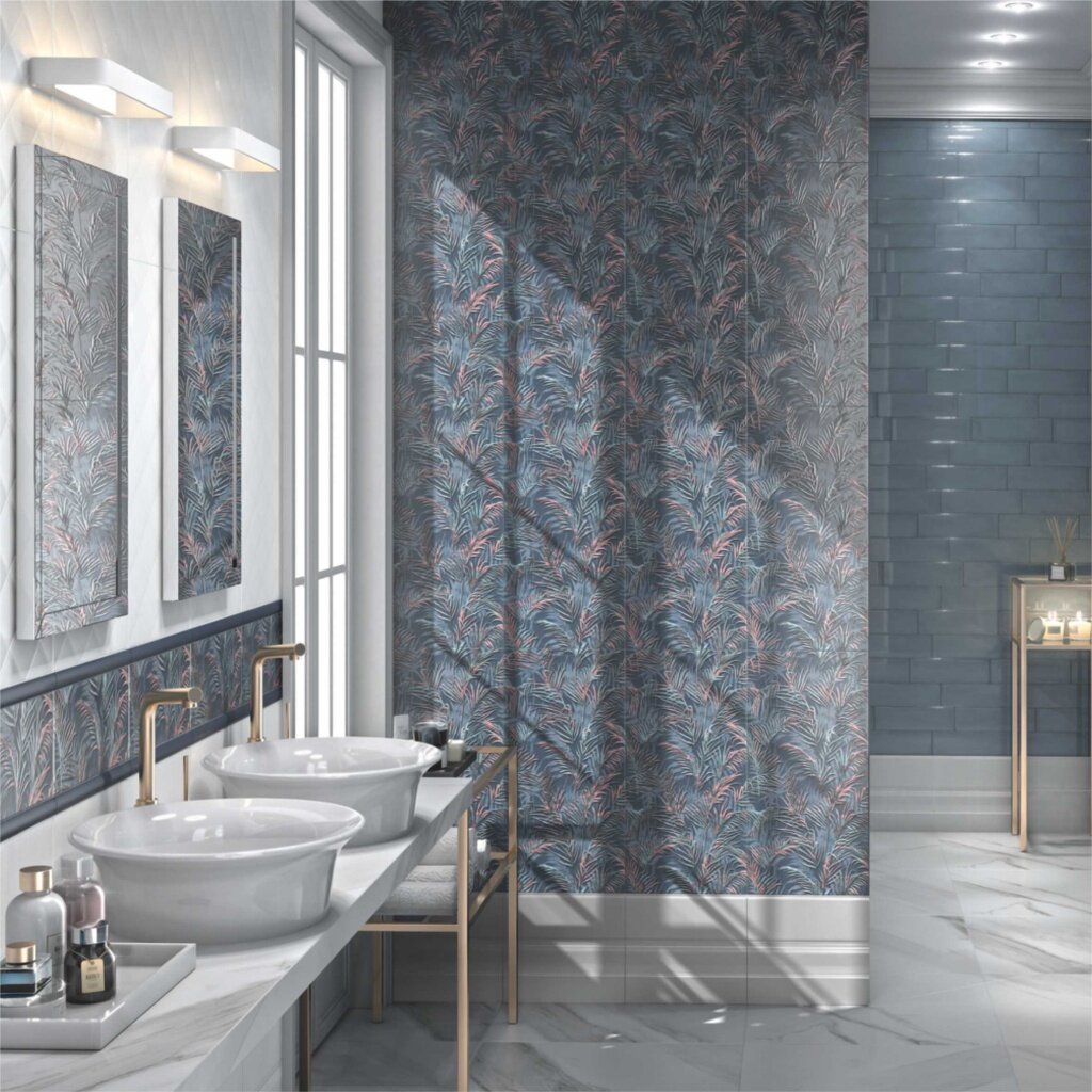 Интерьер ванной комнаты с керамической плиткой Альма от KERAMA MARAZZI