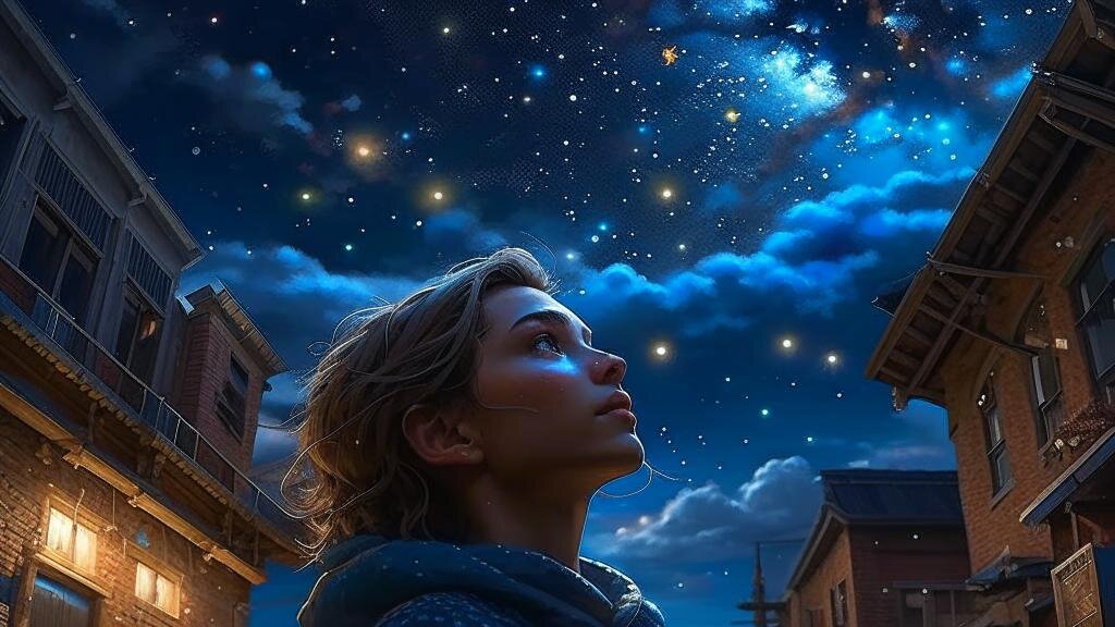 Модель Kandinsky 2.2 нарисовала: Звёздное небо над головой в стиле high_quality_art