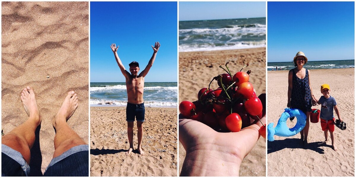 Поселок Пересыпь: полупустой и полудикий пляж, горячий песок.