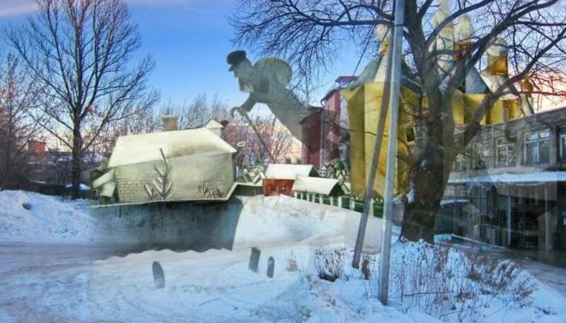 Над Витебском. Фотопроекция Виктора Борисенкова