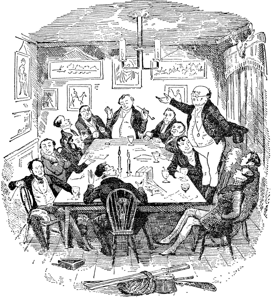 Иллюстрация художника-карикатуриста Роберта Сеймура 1836 года к первой главе романа Чарльза Диккенса "Посмертные записки Пиквикского клуба»/Wikimedia Commons