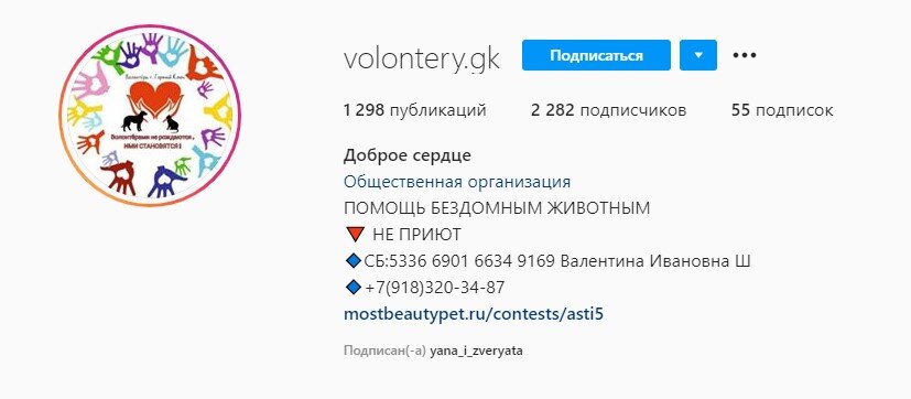 Instagram группа volontery.gk