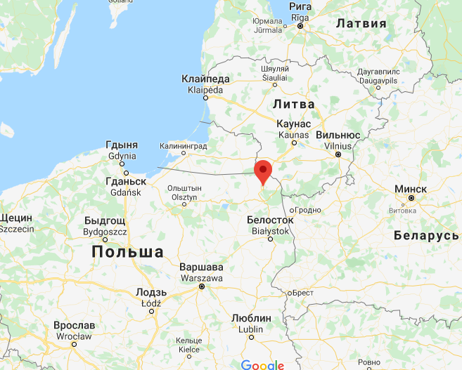 Карта Польши. Границы Беларусь, Калининград, Литва.