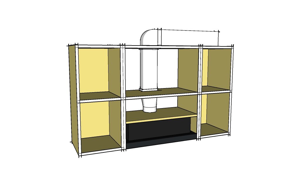 Вертикальное расположение внешнего воздуховода.