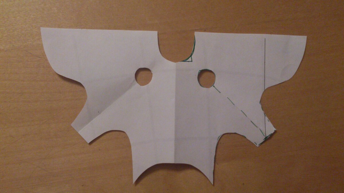 Развертка выкройки. Пунктир - верхняя часть рукава