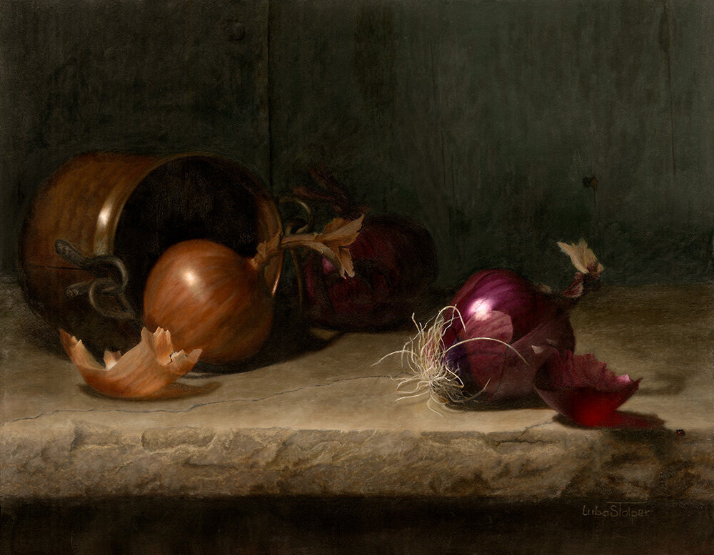 "Copper pot and onion" , фото:https://www.lubastolper.com