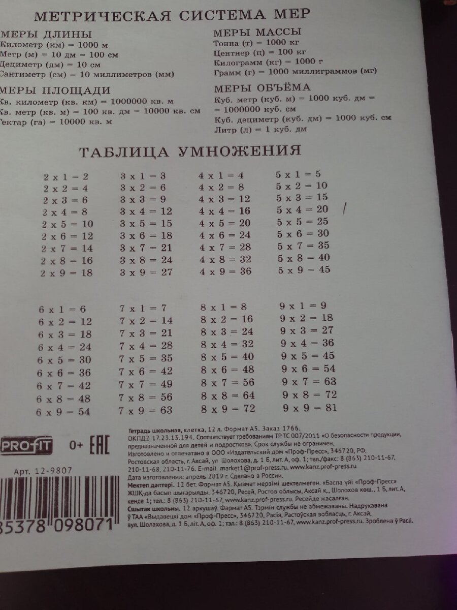 Пример тетради