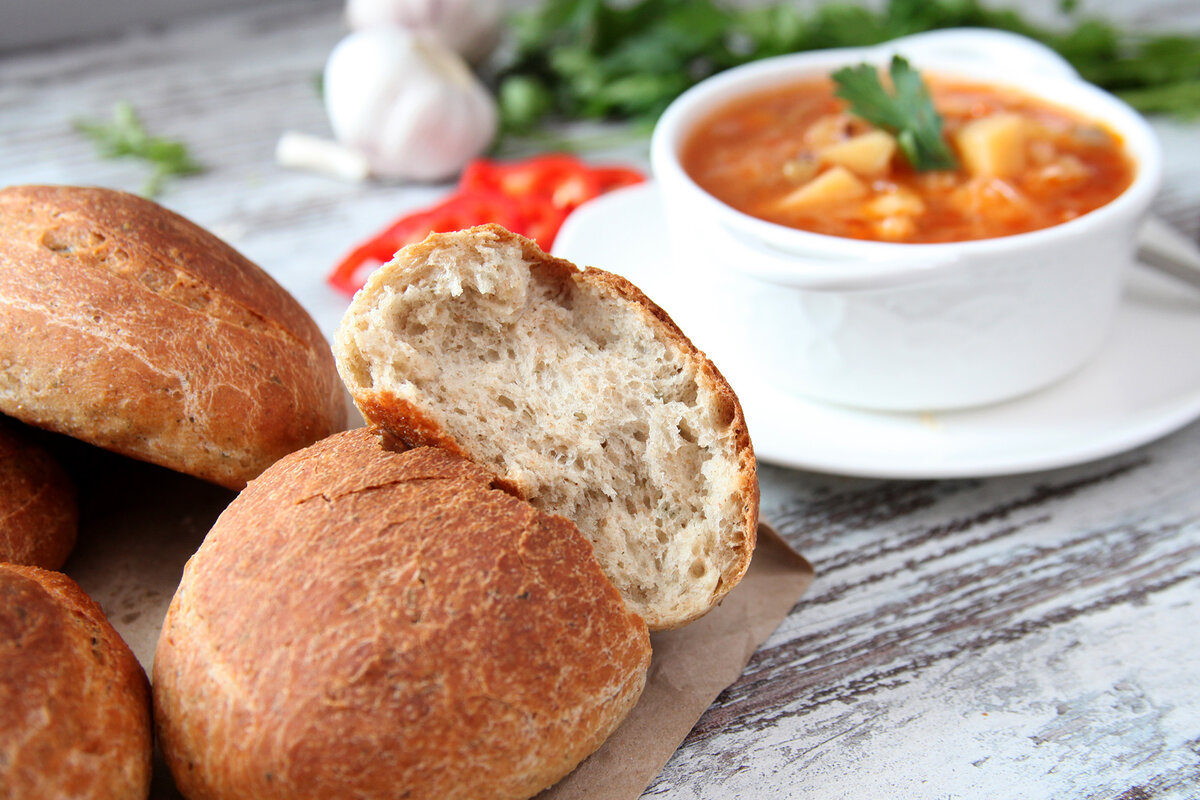 Для канала С.Пудовъ: Как приготовить чесночные булочки с петрушкой  к борщу! (в духовке из хлебной смеси)