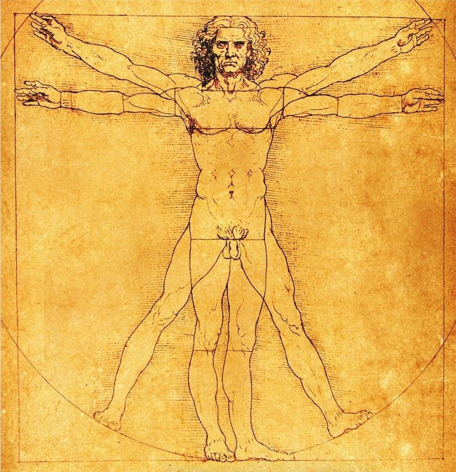 «Витрувианский человек» в изображении Леонардо да Винчи, 1492 г.