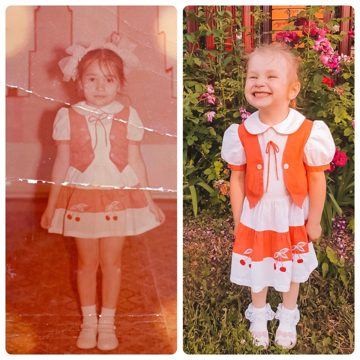 Слева я. 1989 год. Справа моя племянница. 2022 год.