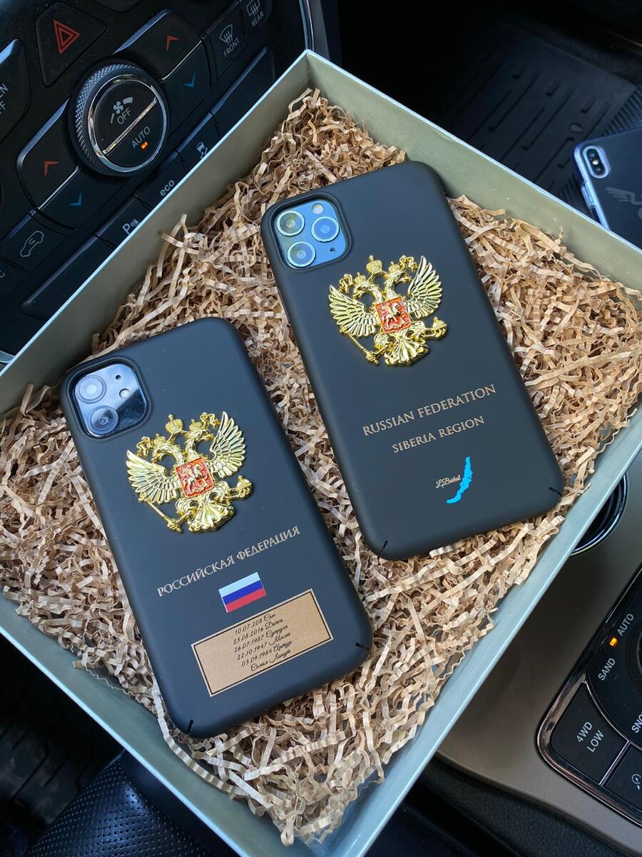 Чехлы с гербом России с объёмной печатью для телефонов