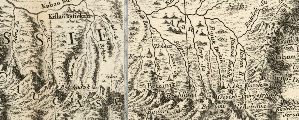 фрагмент карты Ричи Заннони 17в. Северный Кавказ.