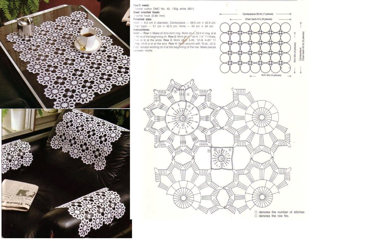 Вязать крючком скатерти схемы из мотивов