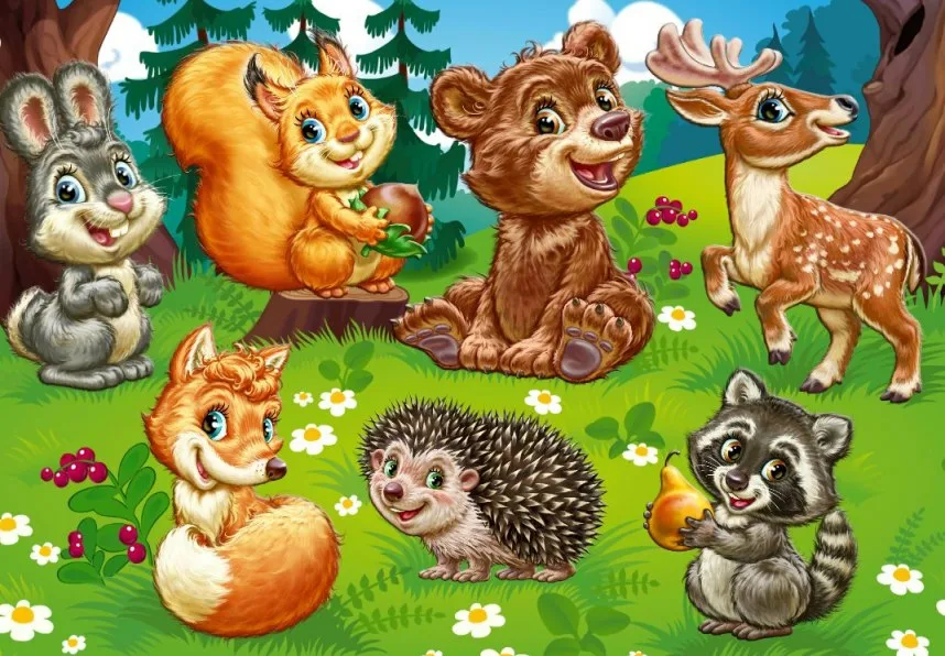 Как зовут всех улыбающихся зверят. Лесные жители. Сказочные Лесные жители. Лесные животные для детей. Животные леса для детского сада.