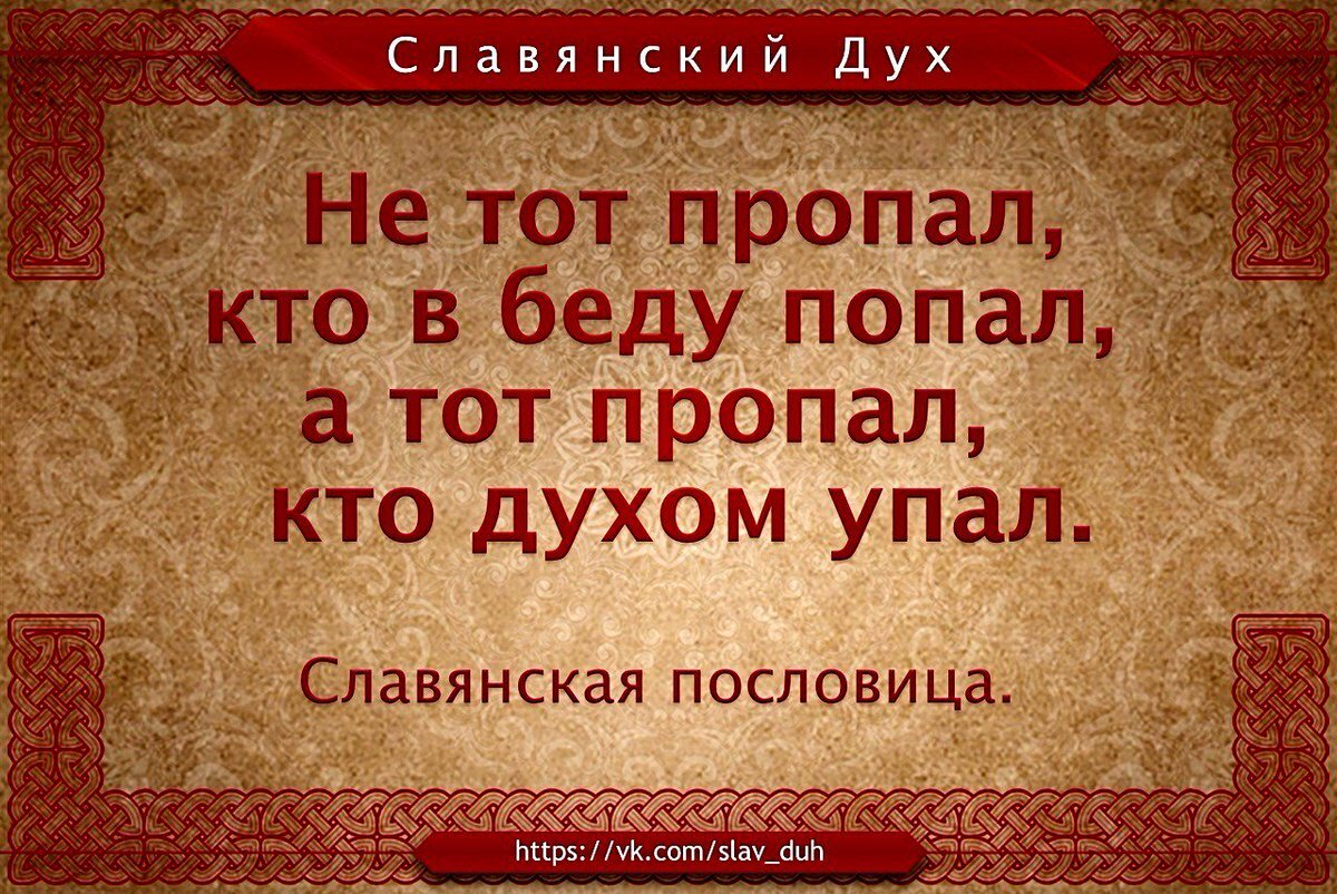 Не тот пропал кто в беду попал а тот пропал кто духом упал