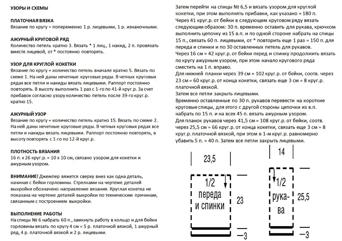Описание и выкройка к Кокетке №1. Листайте галерею, чтобы посмотреть схемы узоров ➜