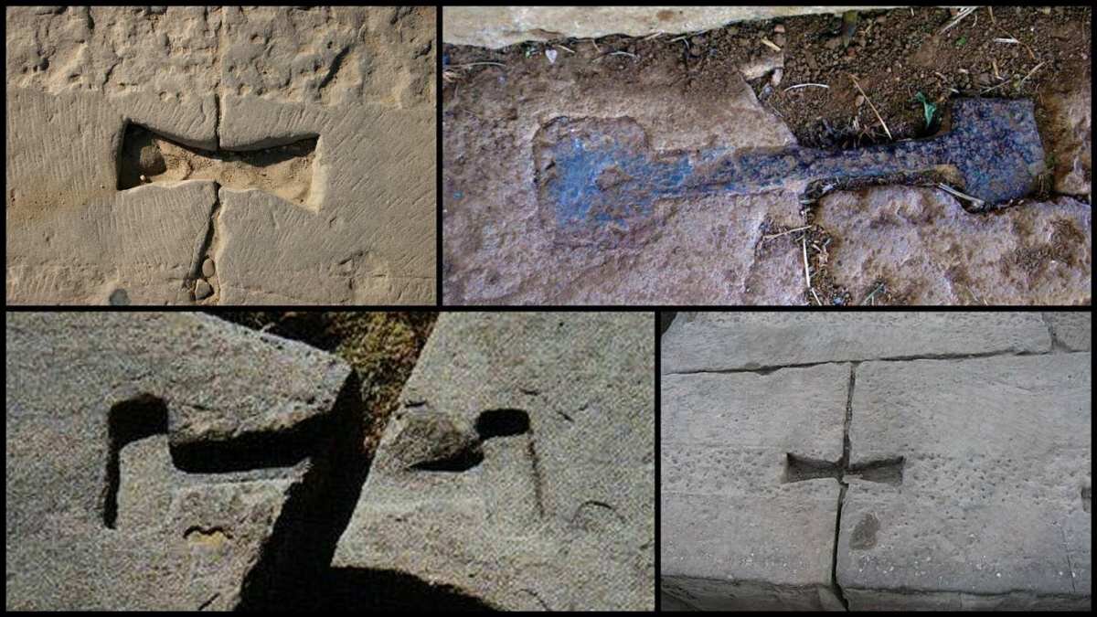 По всему земному шару в массивных древних мегалитических сооружениях можно найти вырезы в трапецеидальных камнях Т-образной или песочной формы. Металлические сплавы заливали в замковые камни, чтобы укрепить стены, используя навыки, которые, казалось, стали общими для всего мира.