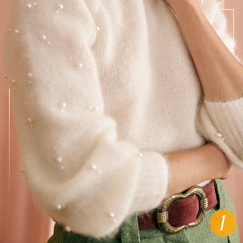 Джемпер Перле: бусины разного размера и текстура полотна