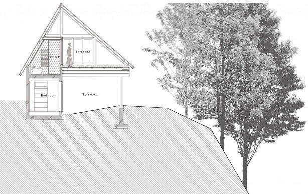 Эскиз дома на скале Setoyama