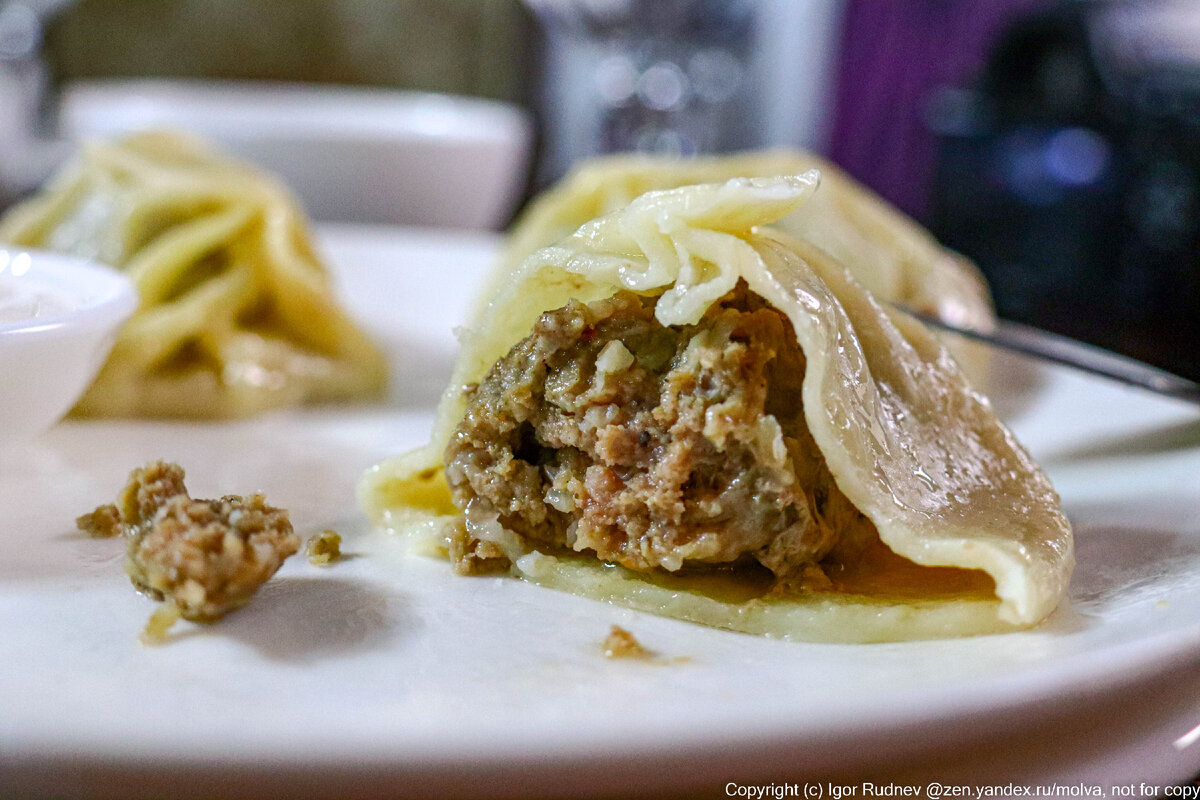 Узбекские манты в разрезе