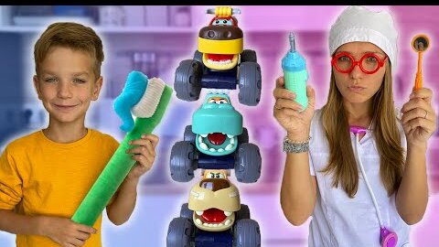 Mark and mom teach cars how to properly care for their teeth