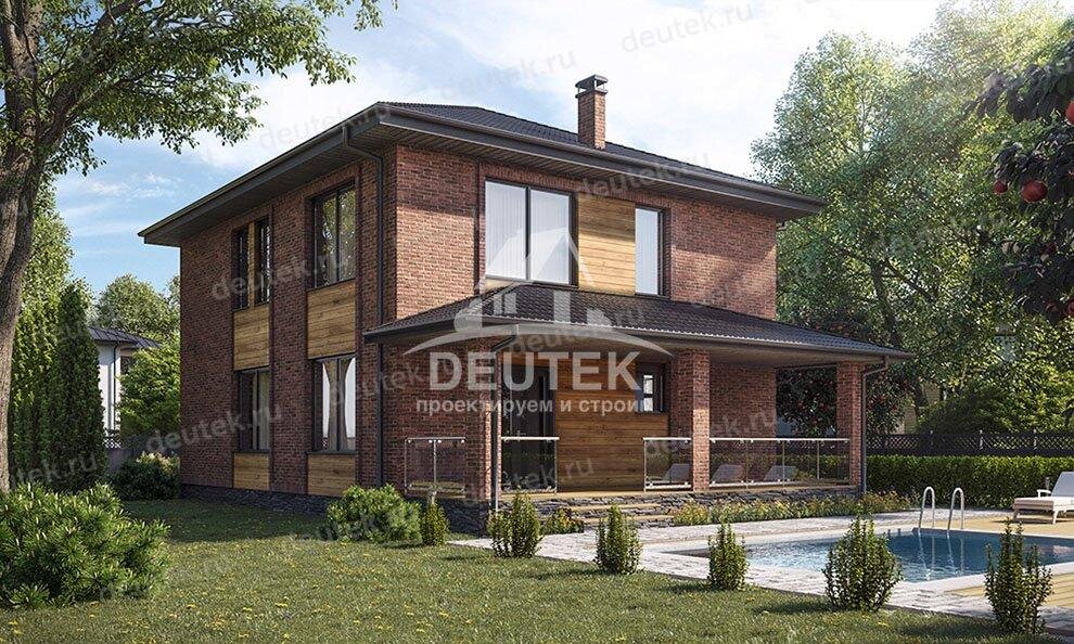 Проект двухэтажного дома 161 м2 из газобетона с балконом и террасой - KVR-107