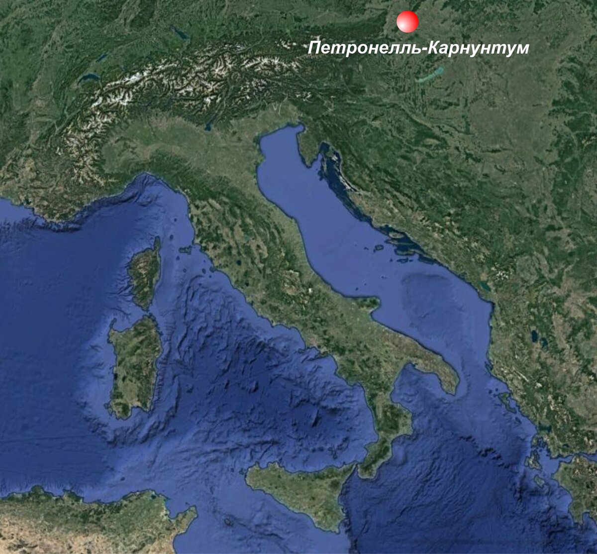 Карта расположения общины Петронелль-Карнунтум