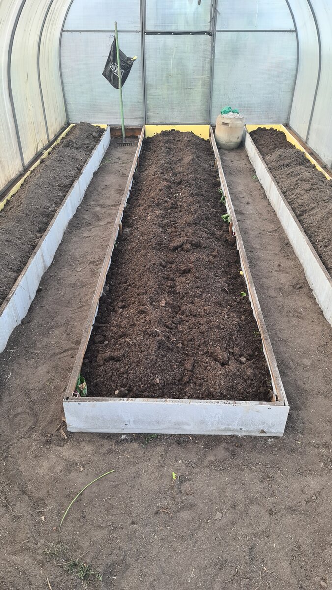 Грядки в теплице готовы