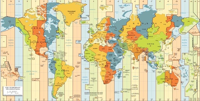 Схема часовых поясов. Фото из открытых источников
