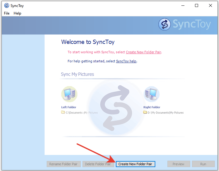 Создаём новую пару для синхронизации