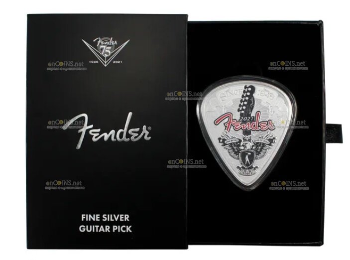 Соломоновы острова монета 2 доллара 75-лет компании Fender, подарочная упаковка
