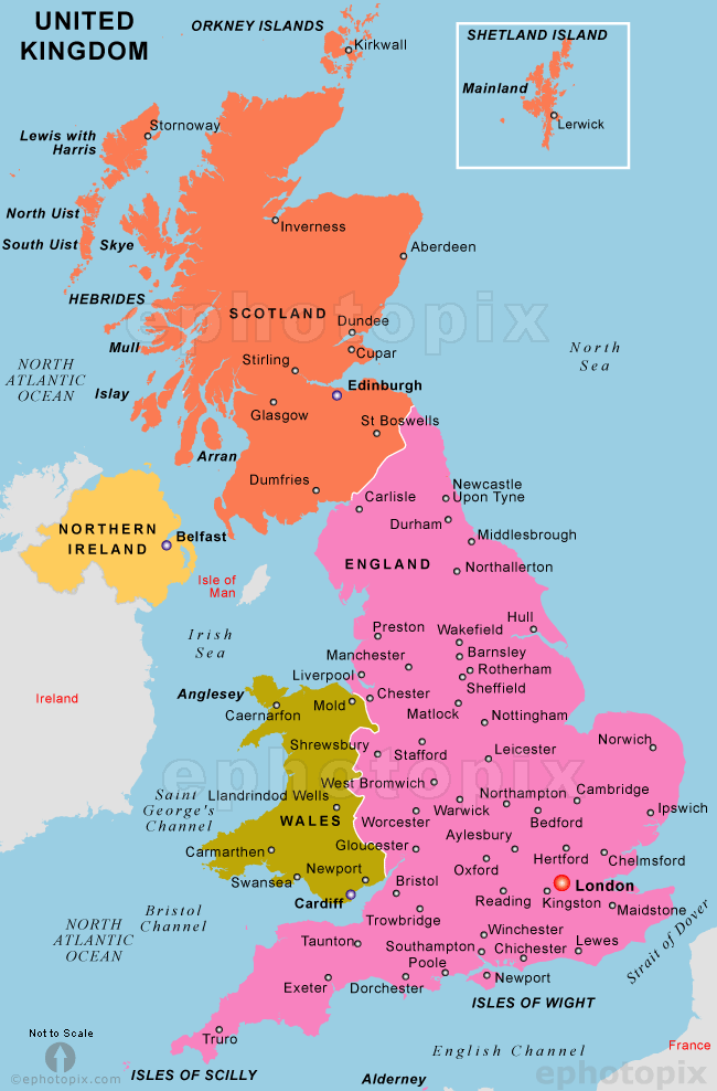 Карта соединенного королевства на английском