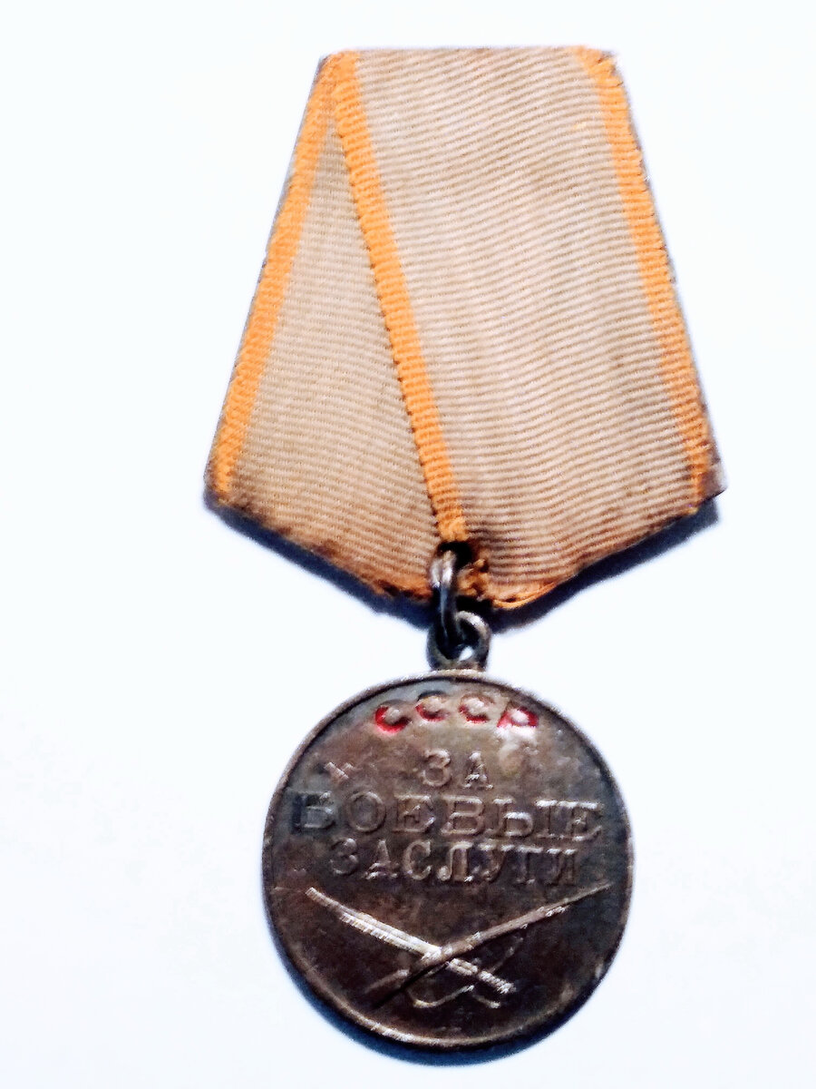 Медаль "За боевые заслуги", которой был награжден мой отец, фронтовик Василий Дмитриевич" (02.02.1925-01.04.2014г.). ,наводчиком 451 гаубичного артиллерийского полка 40 гаубичной артиллерийской бригады . Фото из личного архива автора.